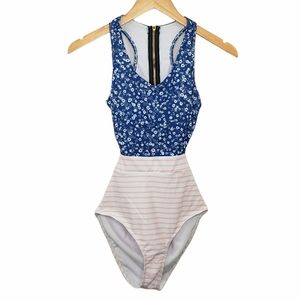 *3/$25 Mix Print Cutout Tie Back One Piece Swimsuit